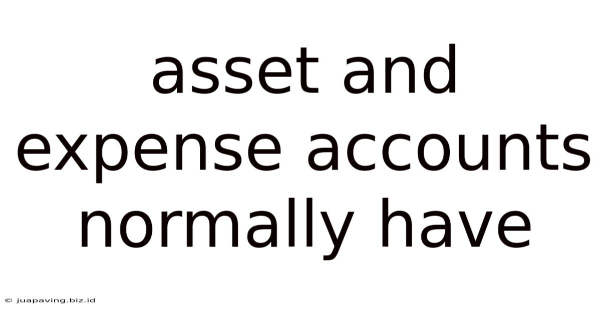 Asset And Expense Accounts Normally Have