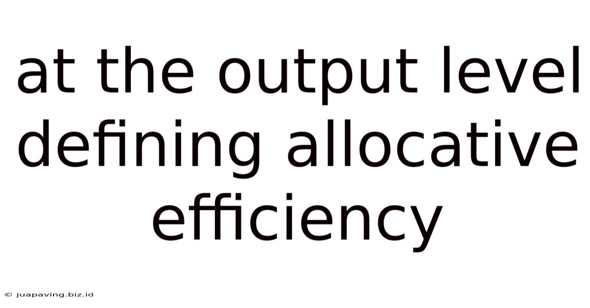 At The Output Level Defining Allocative Efficiency