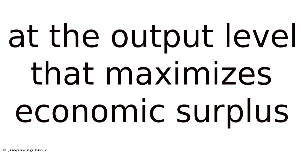 At The Output Level That Maximizes Economic Surplus