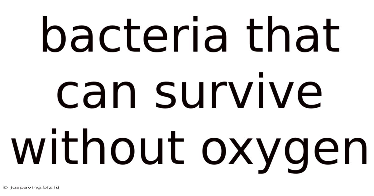 Bacteria That Can Survive Without Oxygen