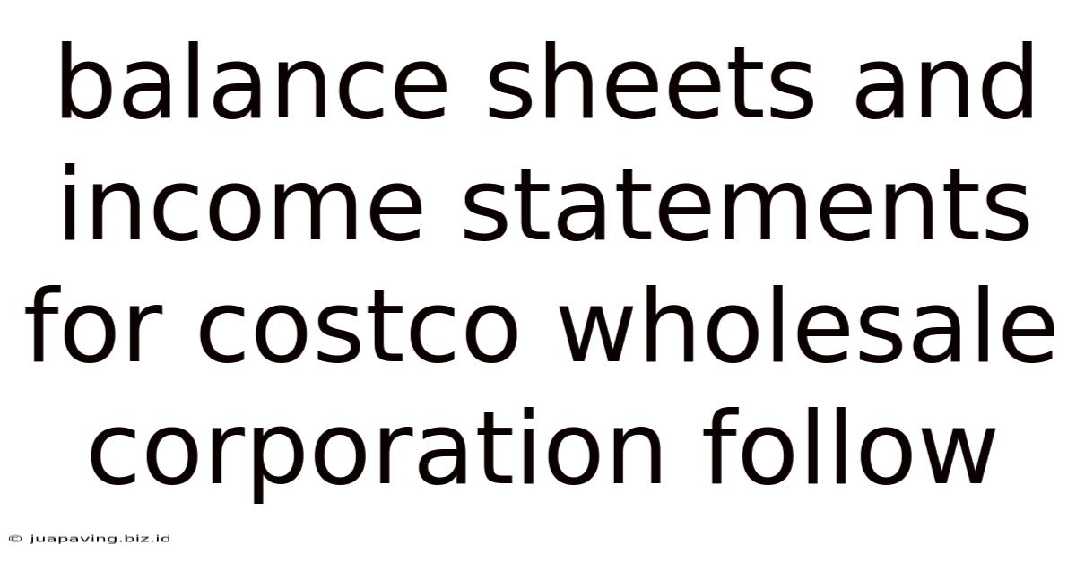 Balance Sheets And Income Statements For Costco Wholesale Corporation Follow