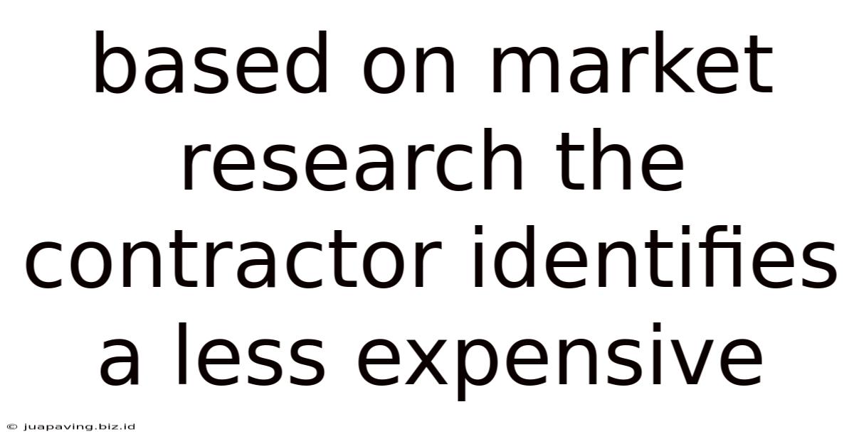 Based On Market Research The Contractor Identifies A Less Expensive