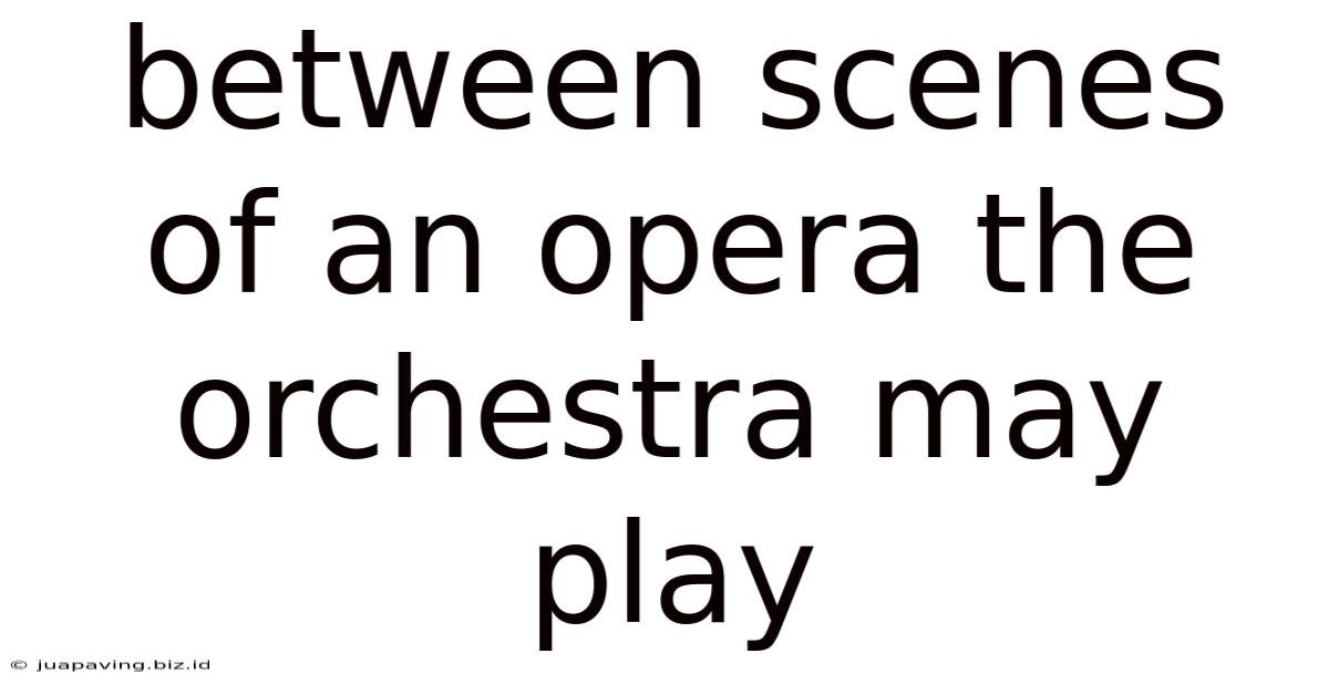 Between Scenes Of An Opera The Orchestra May Play
