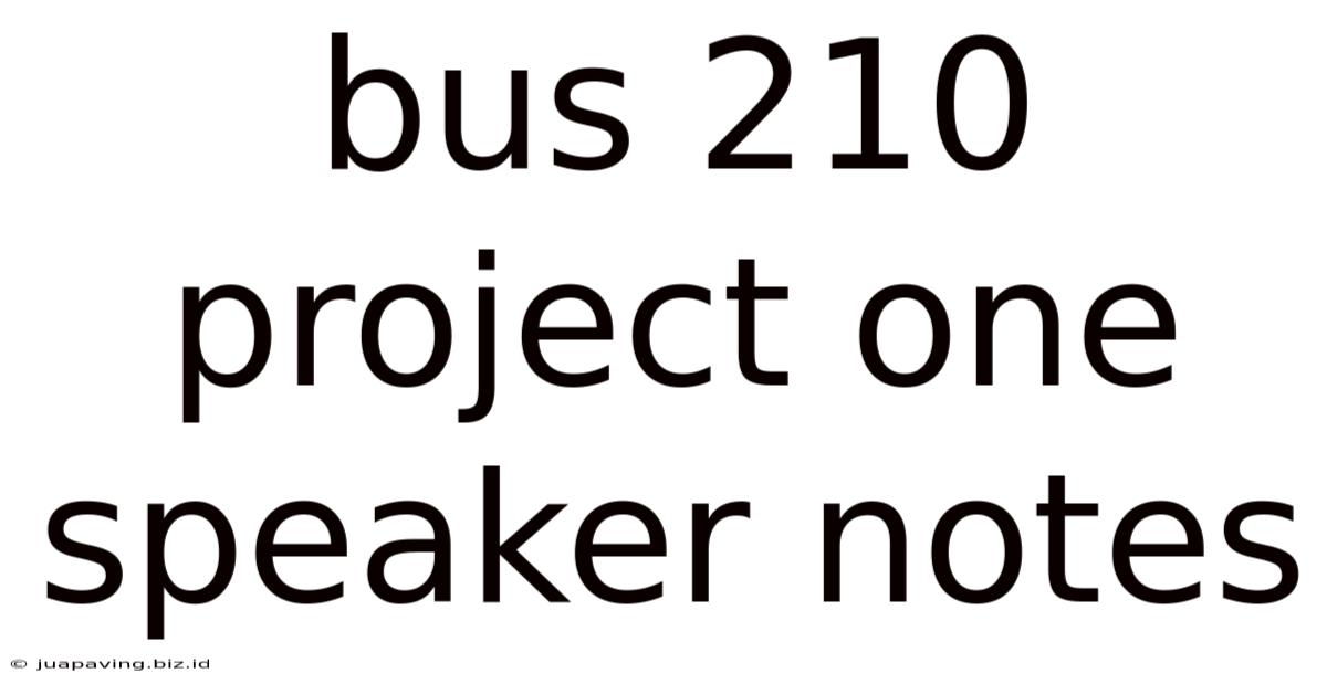 Bus 210 Project One Speaker Notes