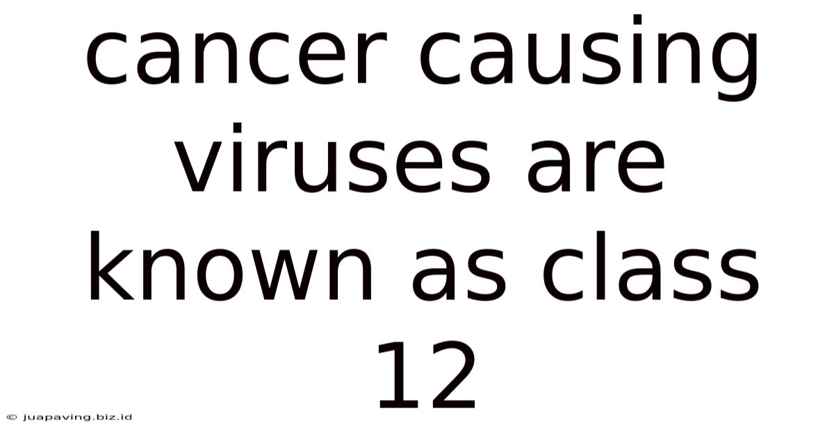 Cancer Causing Viruses Are Known As Class 12