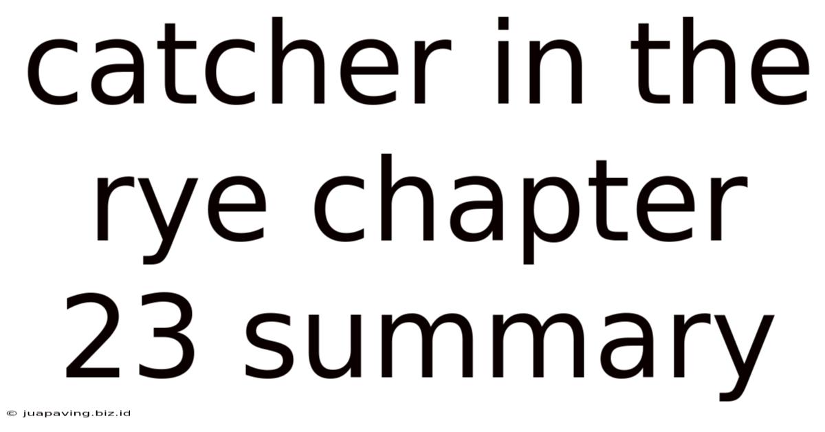 Catcher In The Rye Chapter 23 Summary