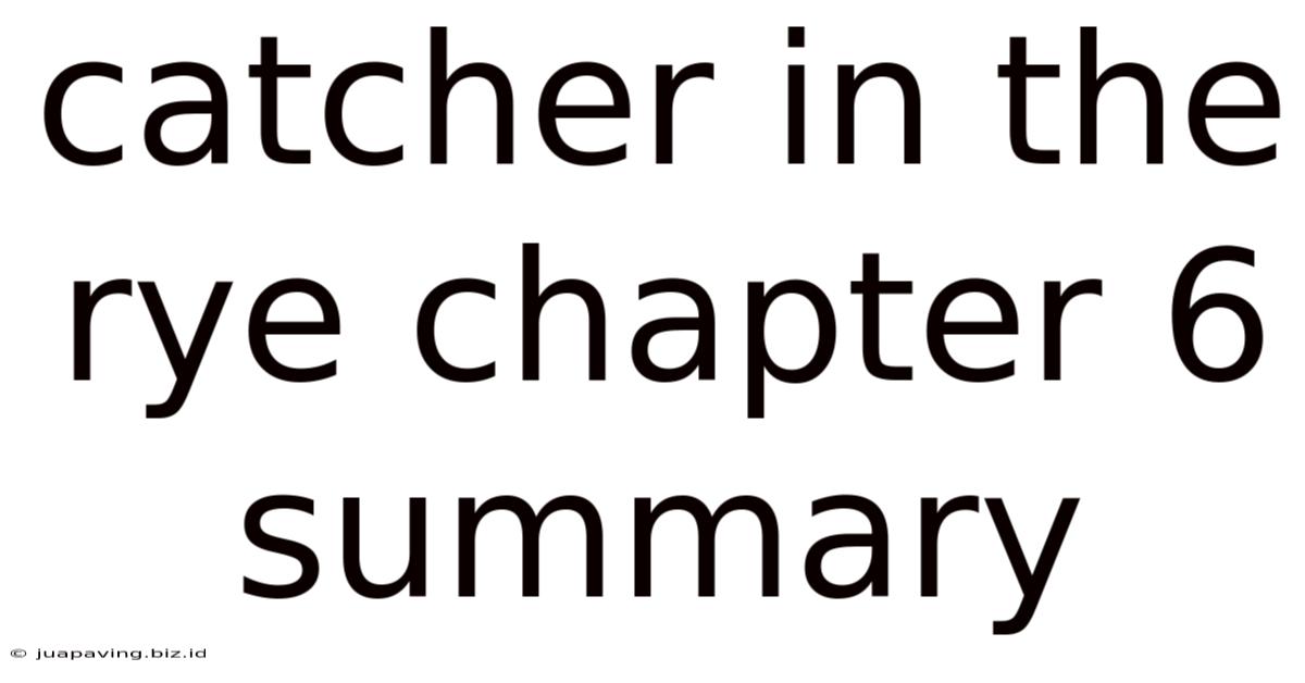 Catcher In The Rye Chapter 6 Summary