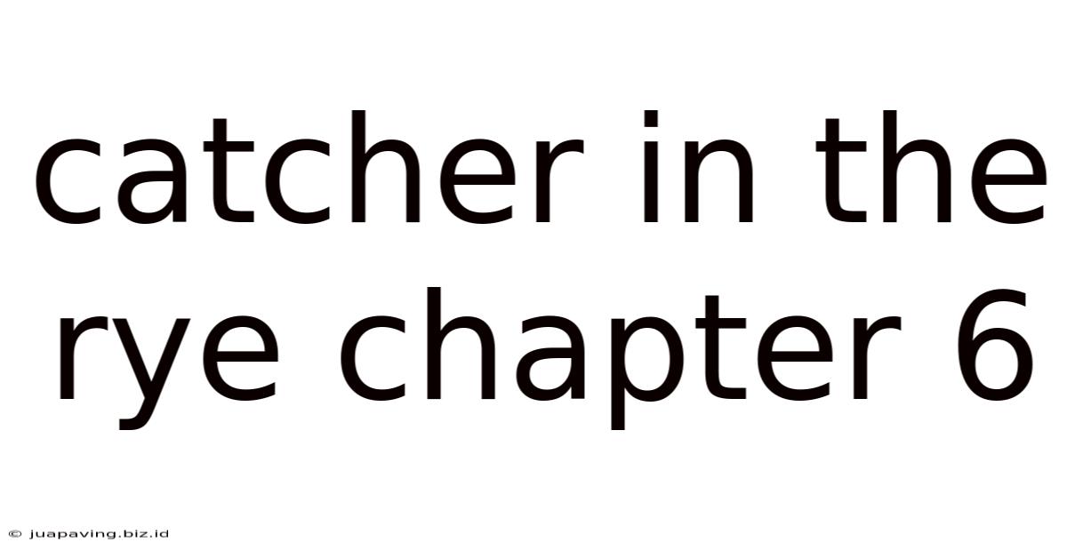 Catcher In The Rye Chapter 6