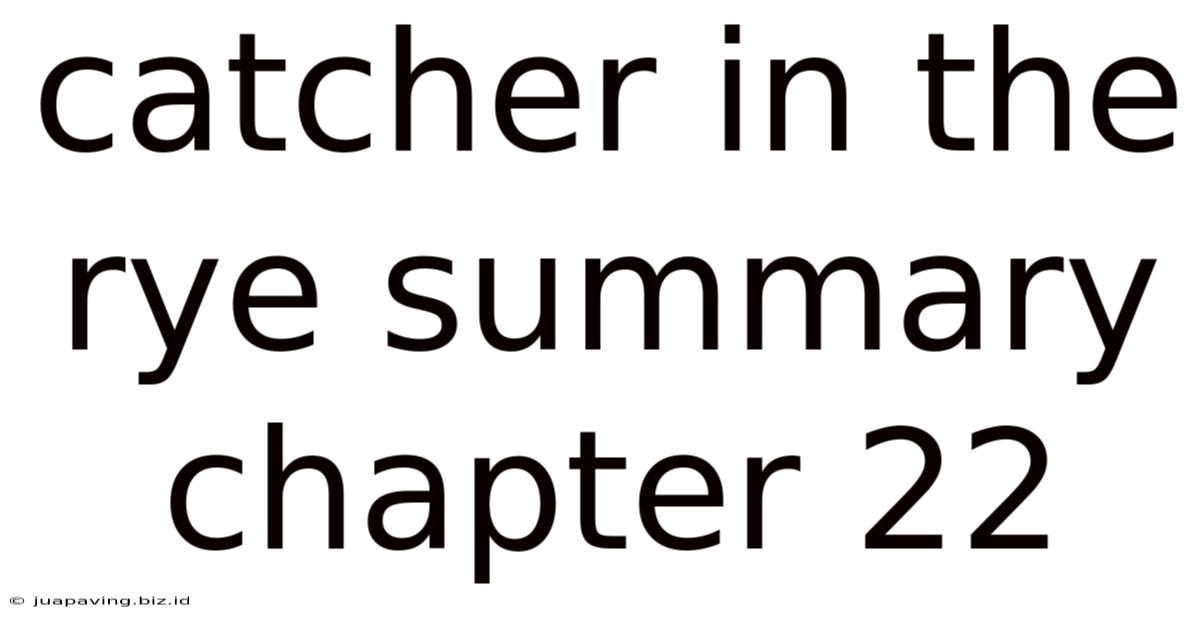 Catcher In The Rye Summary Chapter 22