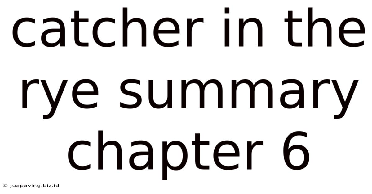 Catcher In The Rye Summary Chapter 6