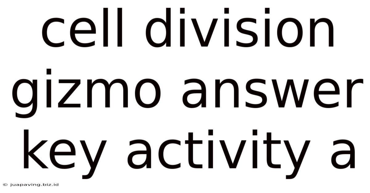 Cell Division Gizmo Answer Key Activity A