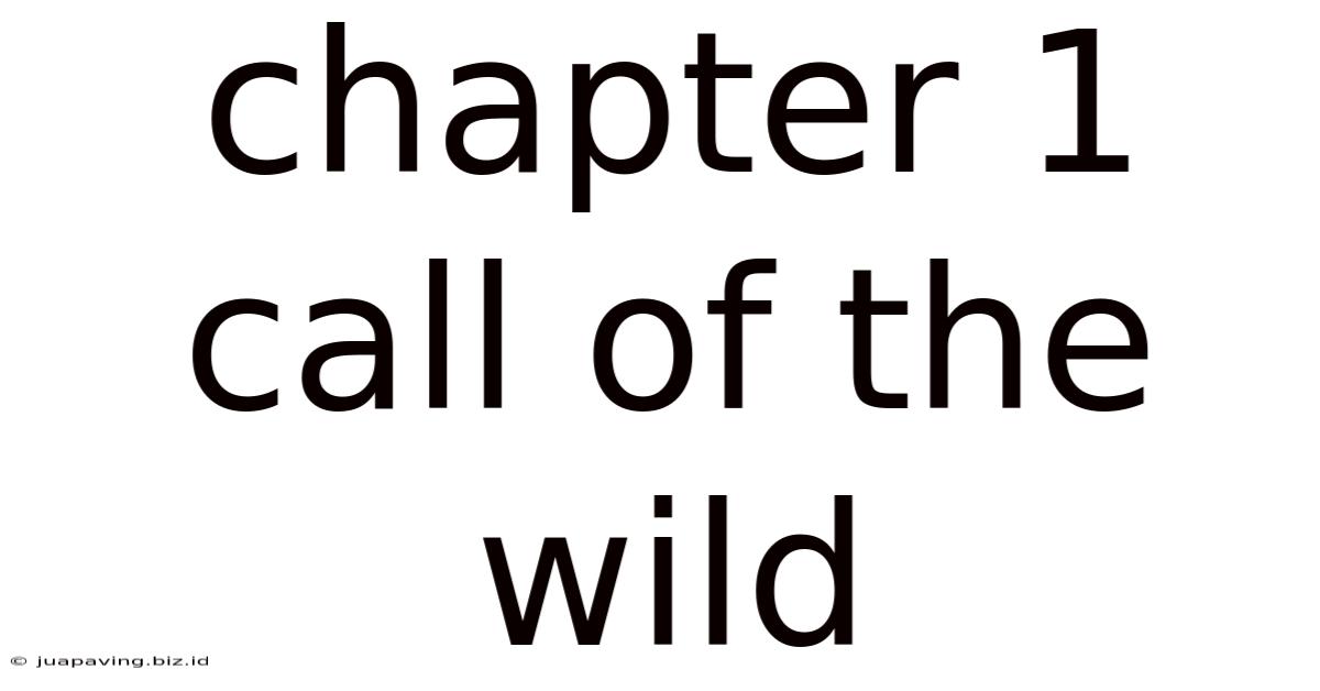 Chapter 1 Call Of The Wild