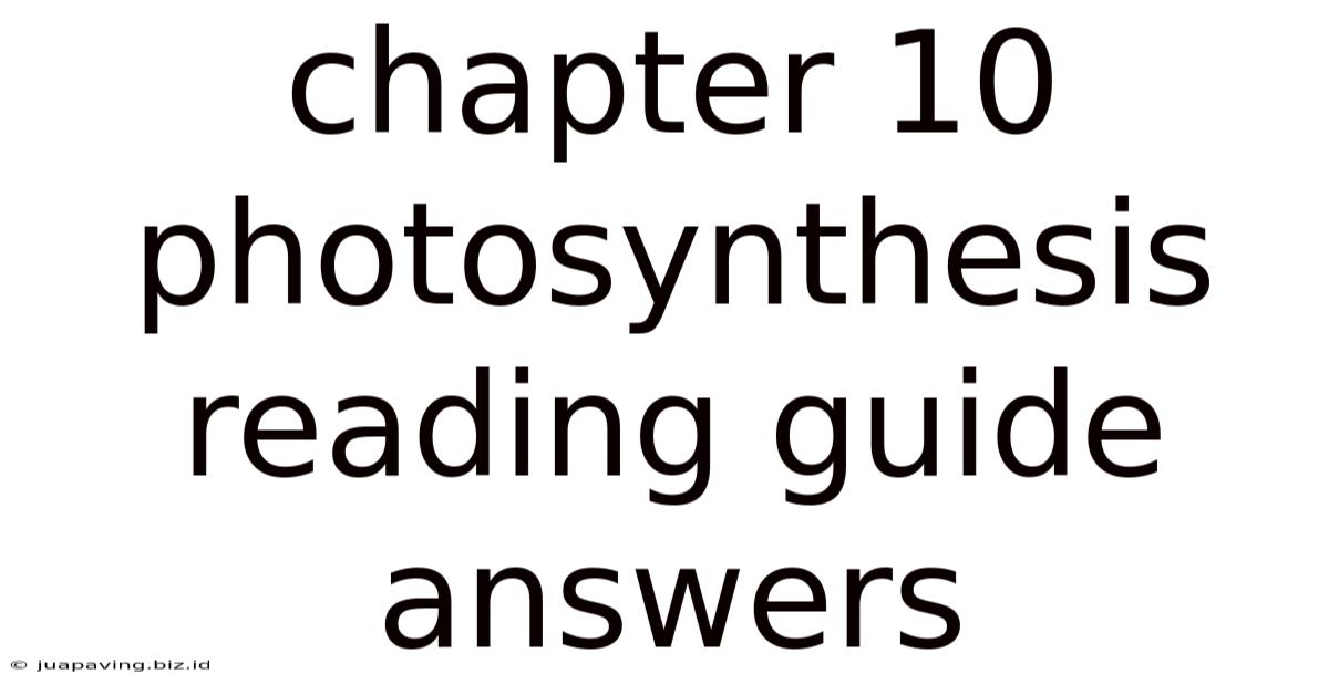 Chapter 10 Photosynthesis Reading Guide Answers
