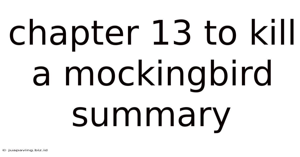 Chapter 13 To Kill A Mockingbird Summary