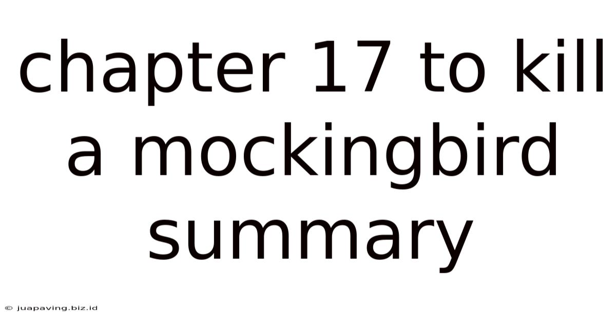Chapter 17 To Kill A Mockingbird Summary