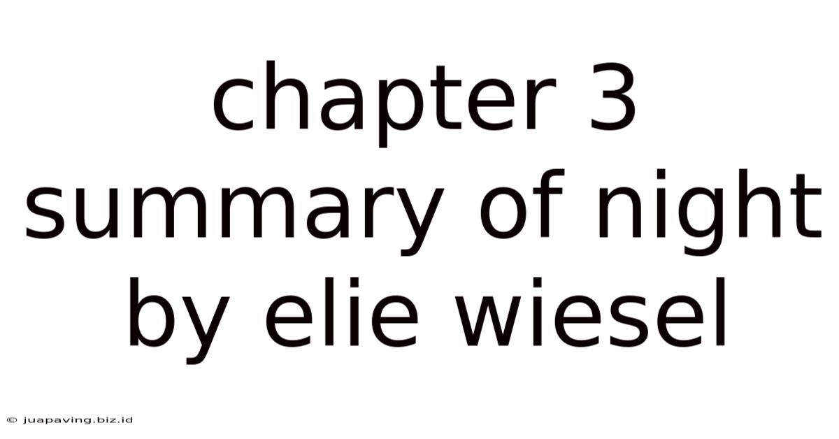 Chapter 3 Summary Of Night By Elie Wiesel