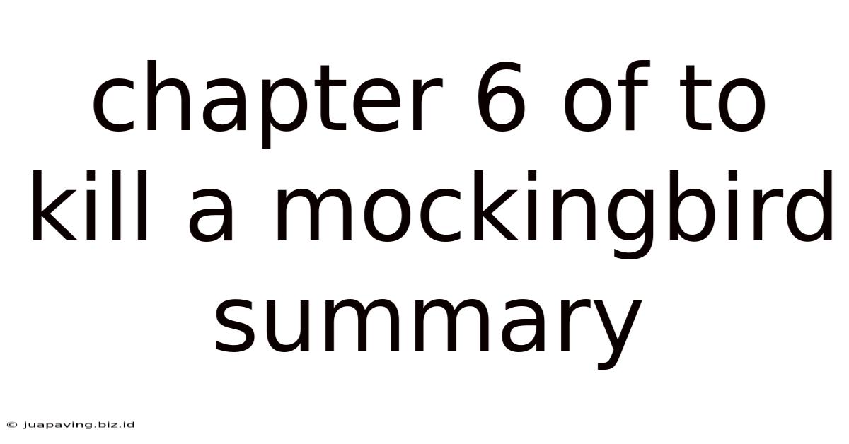 Chapter 6 Of To Kill A Mockingbird Summary