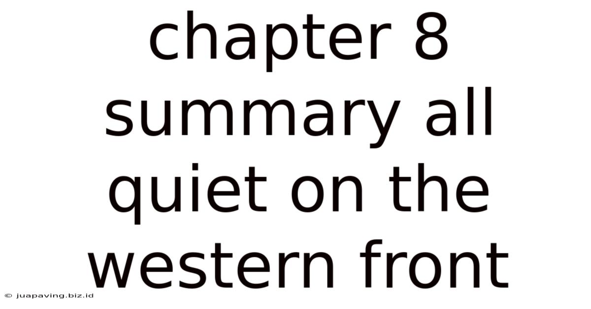 Chapter 8 Summary All Quiet On The Western Front