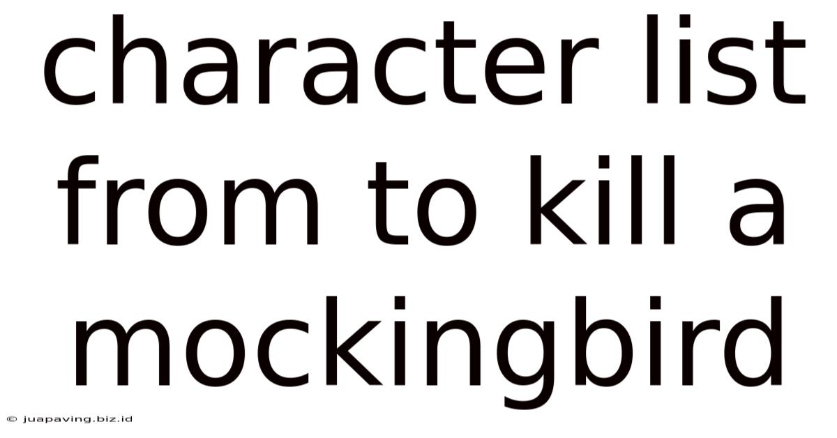 Character List From To Kill A Mockingbird