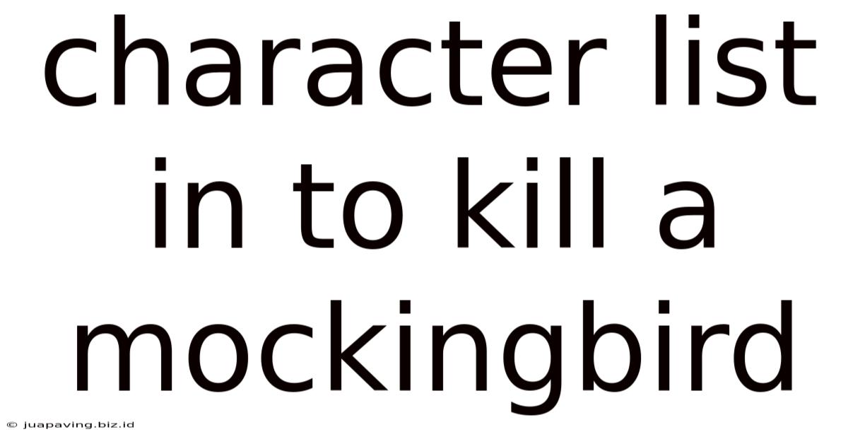 Character List In To Kill A Mockingbird