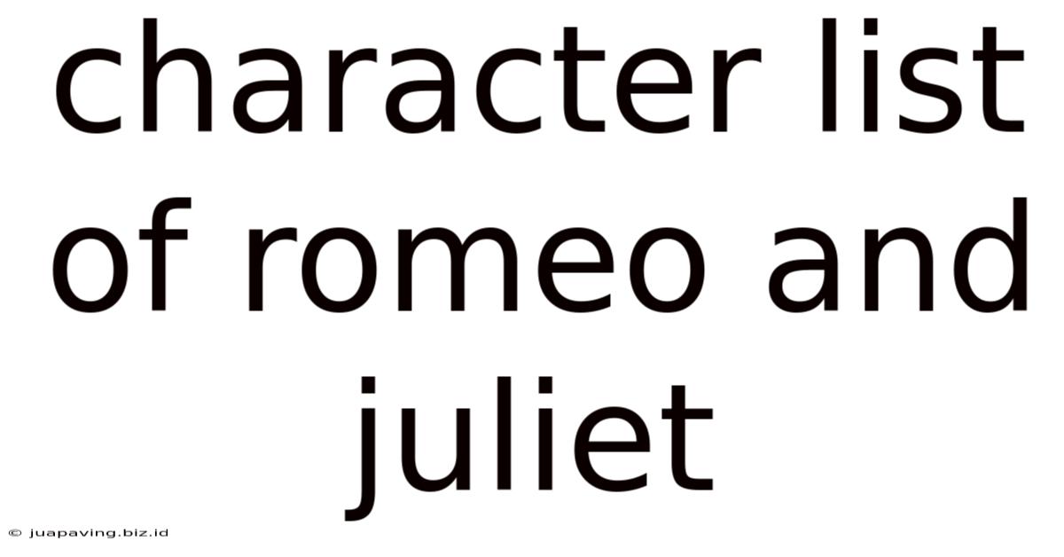 Character List Of Romeo And Juliet