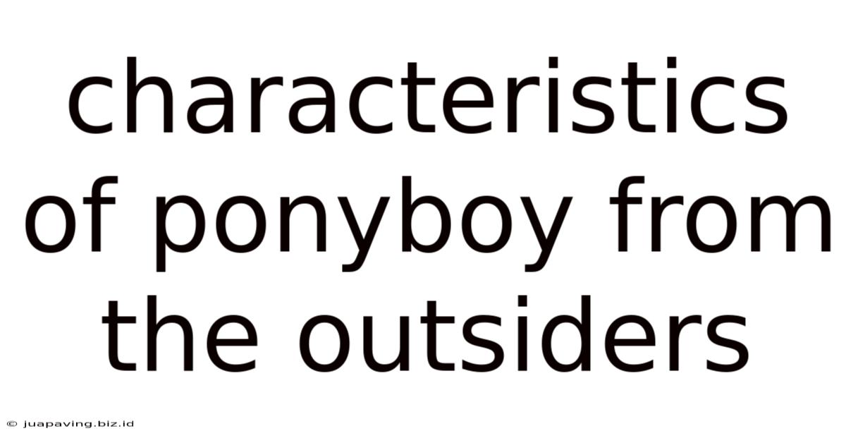 Characteristics Of Ponyboy From The Outsiders
