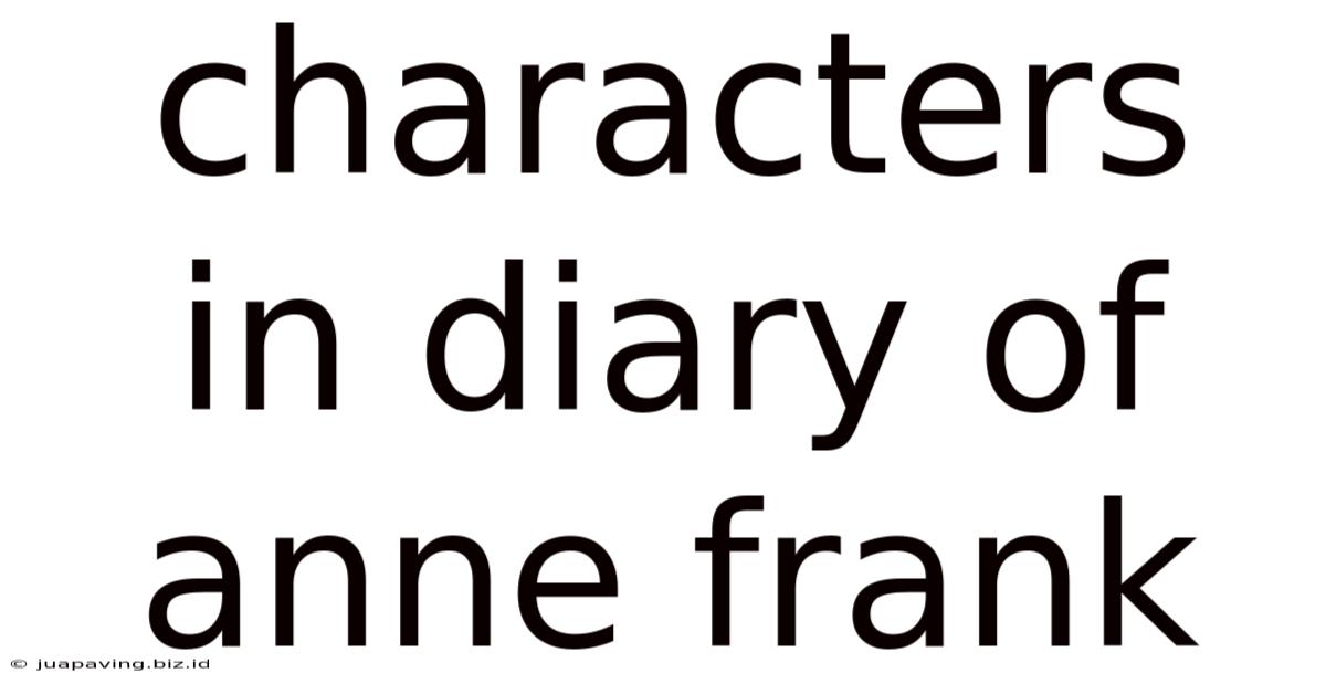 Characters In Diary Of Anne Frank