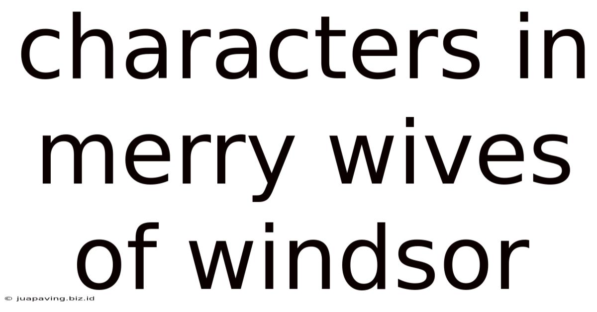 Characters In Merry Wives Of Windsor
