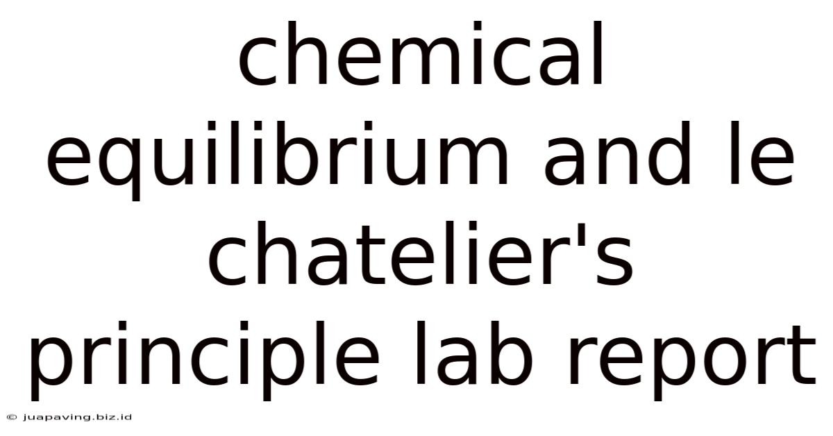 Chemical Equilibrium And Le Chatelier's Principle Lab Report