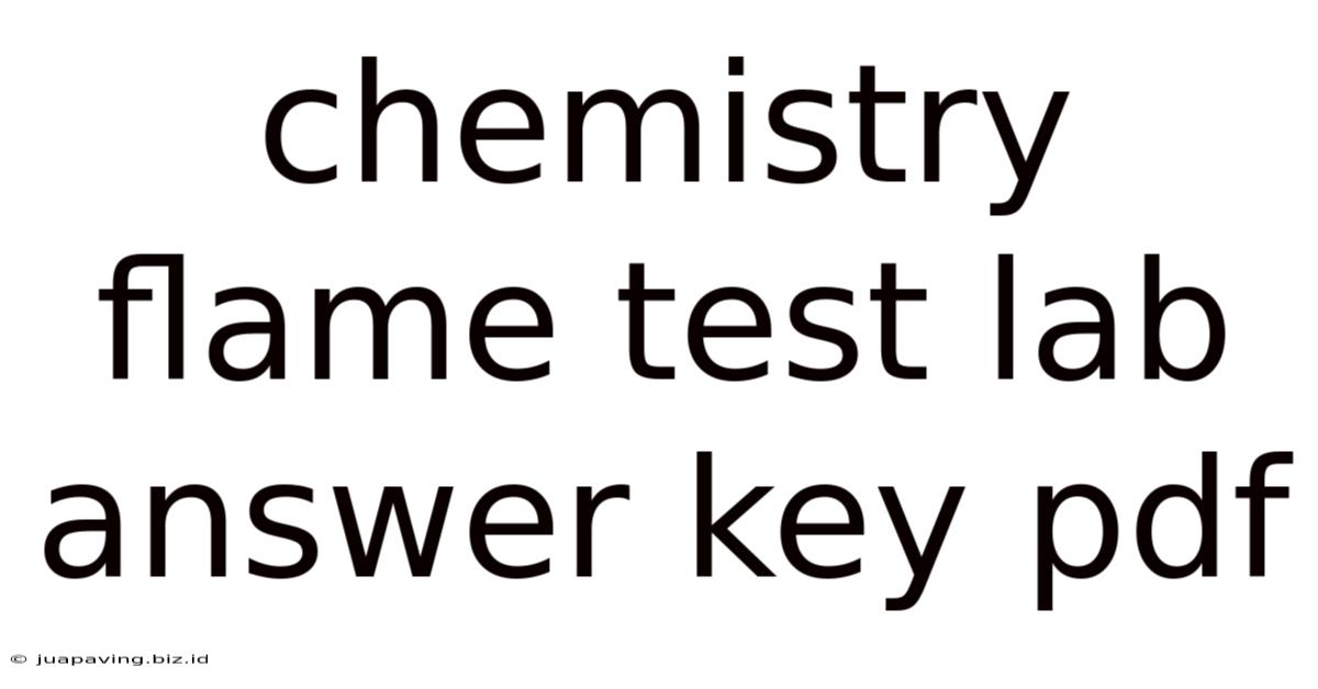 Chemistry Flame Test Lab Answer Key Pdf