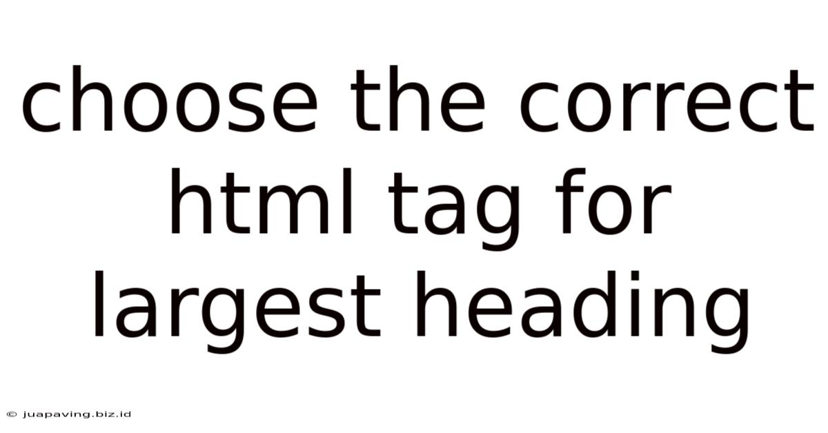 Choose The Correct Html Tag For Largest Heading