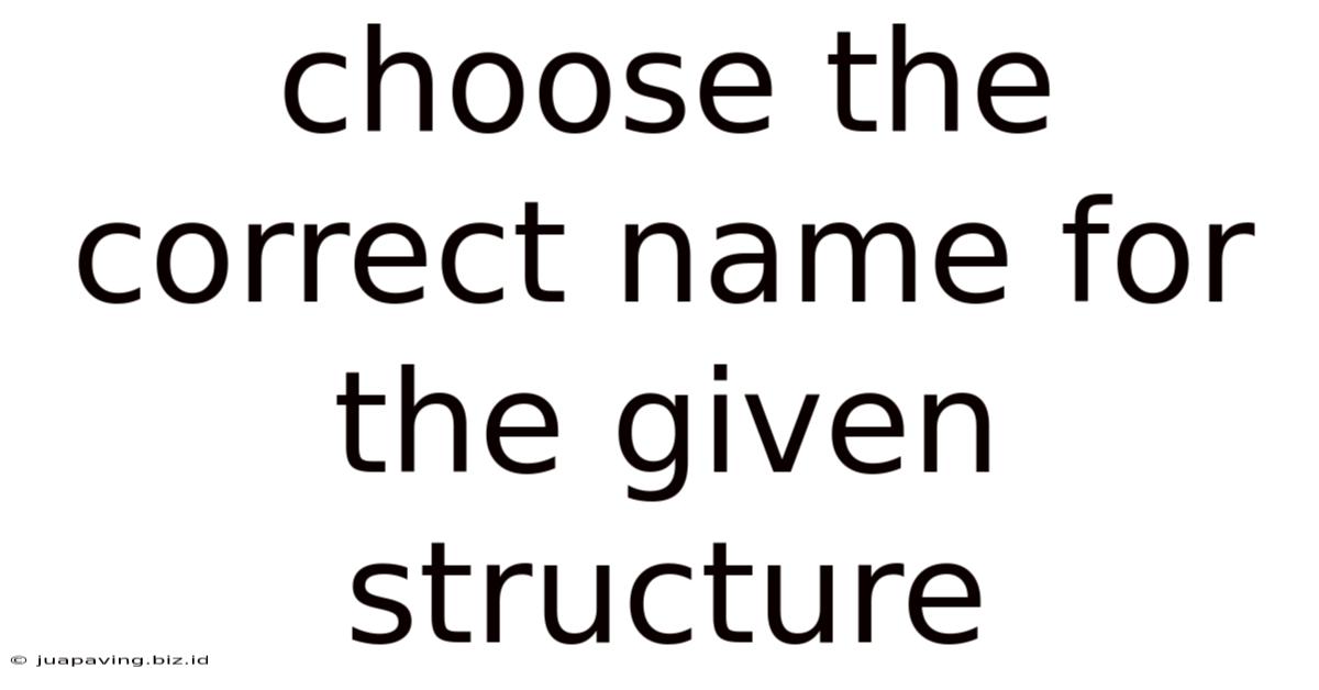 Choose The Correct Name For The Given Structure