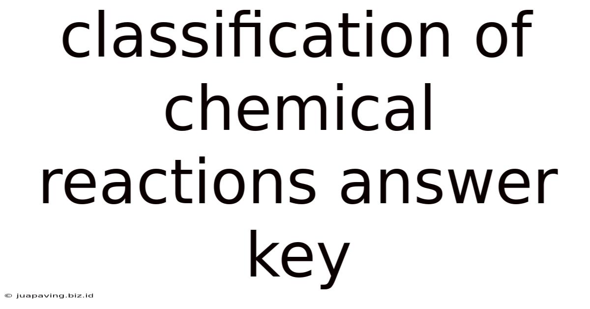 Classification Of Chemical Reactions Answer Key