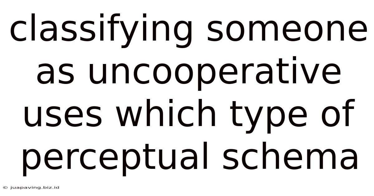 Classifying Someone As Uncooperative Uses Which Type Of Perceptual Schema