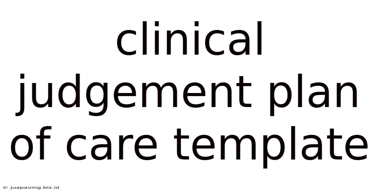 Clinical Judgement Plan Of Care Template