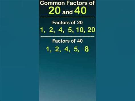 Common Factors Of 20 And 40