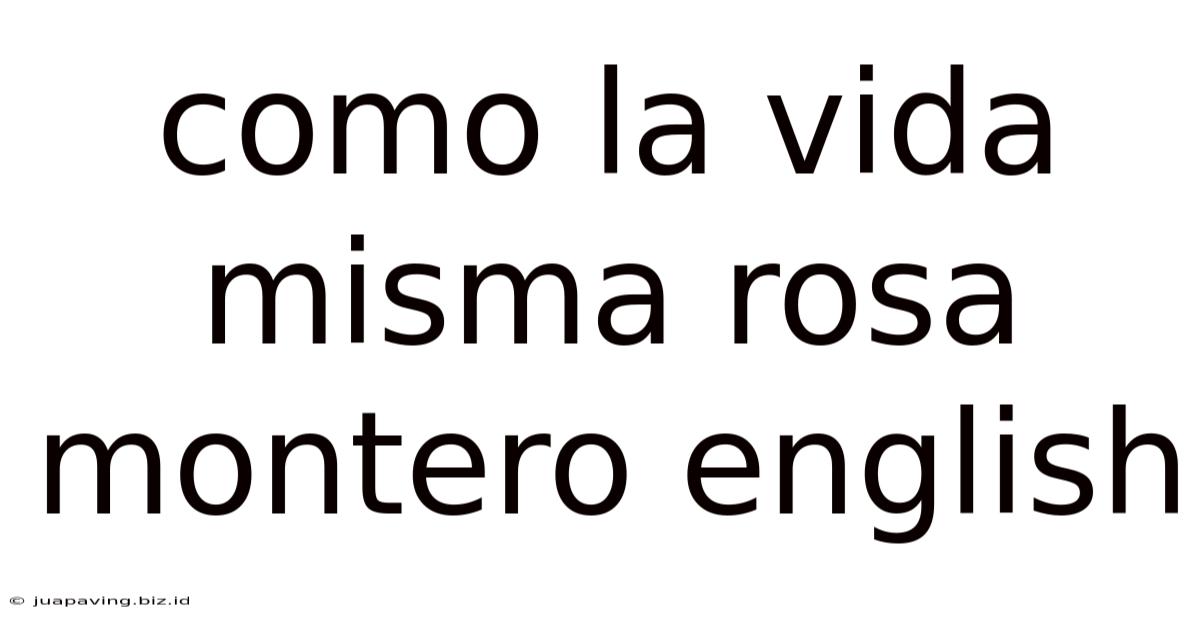 Como La Vida Misma Rosa Montero English