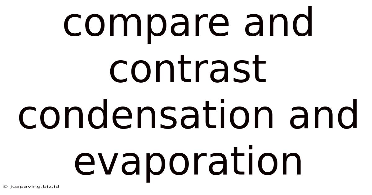 Compare And Contrast Condensation And Evaporation