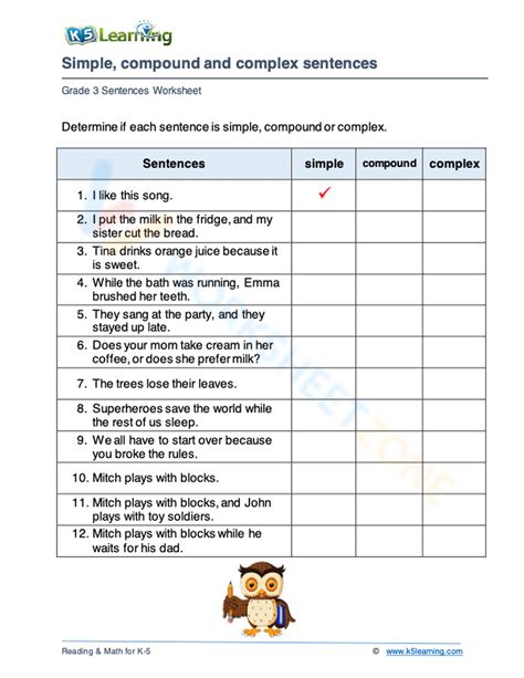 Compound Simple And Complex Sentences Worksheet