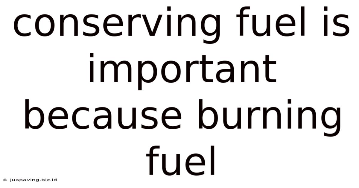 Conserving Fuel Is Important Because Burning Fuel