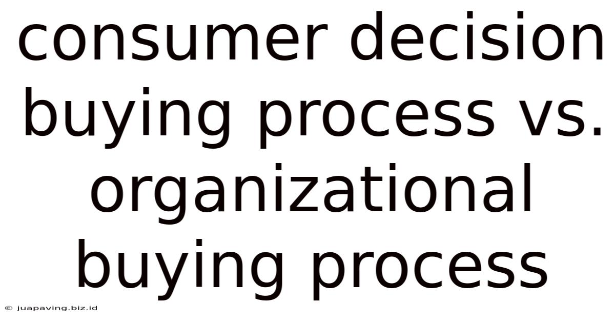 Consumer Decision Buying Process Vs. Organizational Buying Process