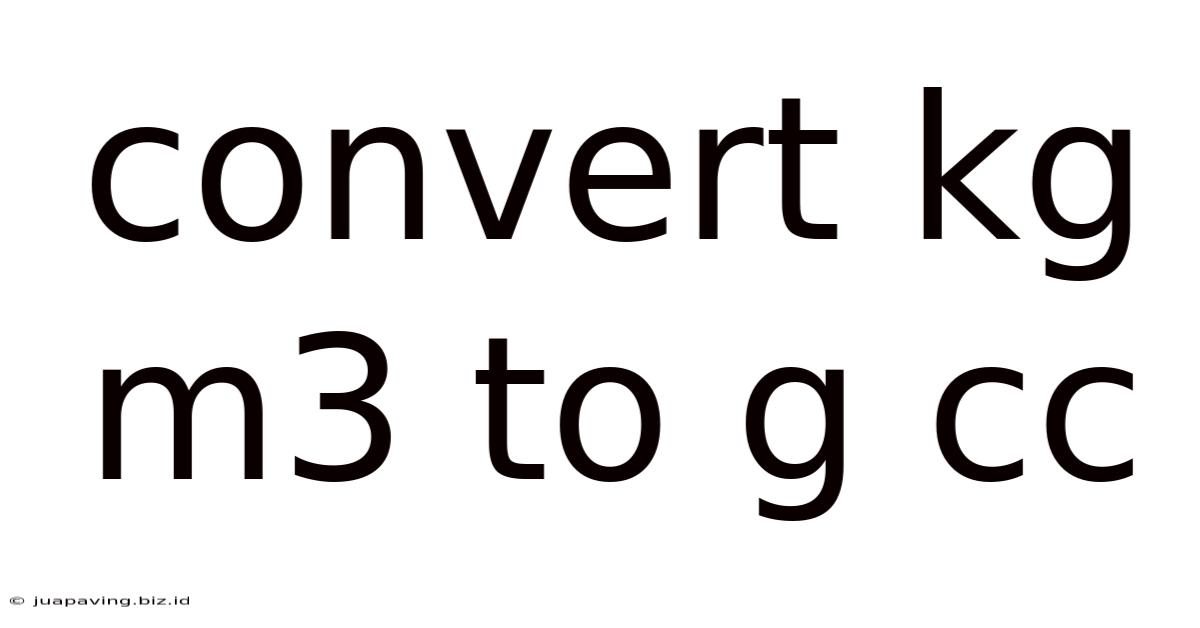 Convert Kg M3 To G Cc