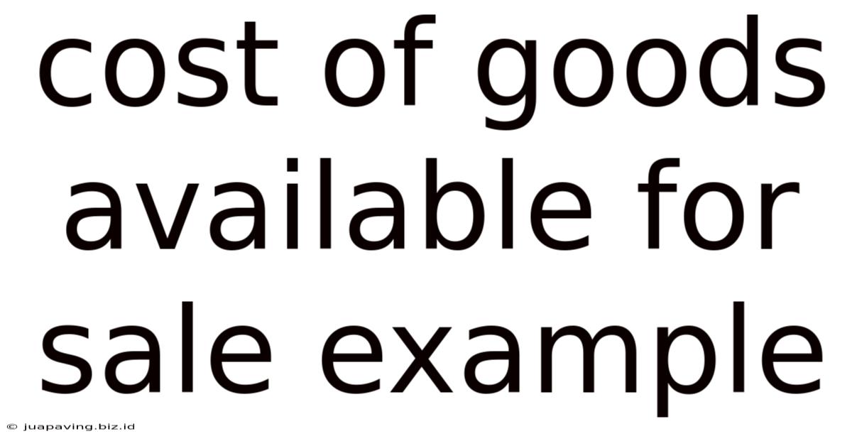 Cost Of Goods Available For Sale Example
