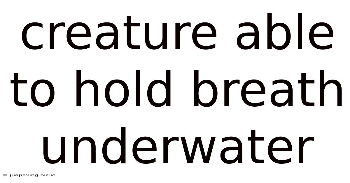 Creature Able To Hold Breath Underwater