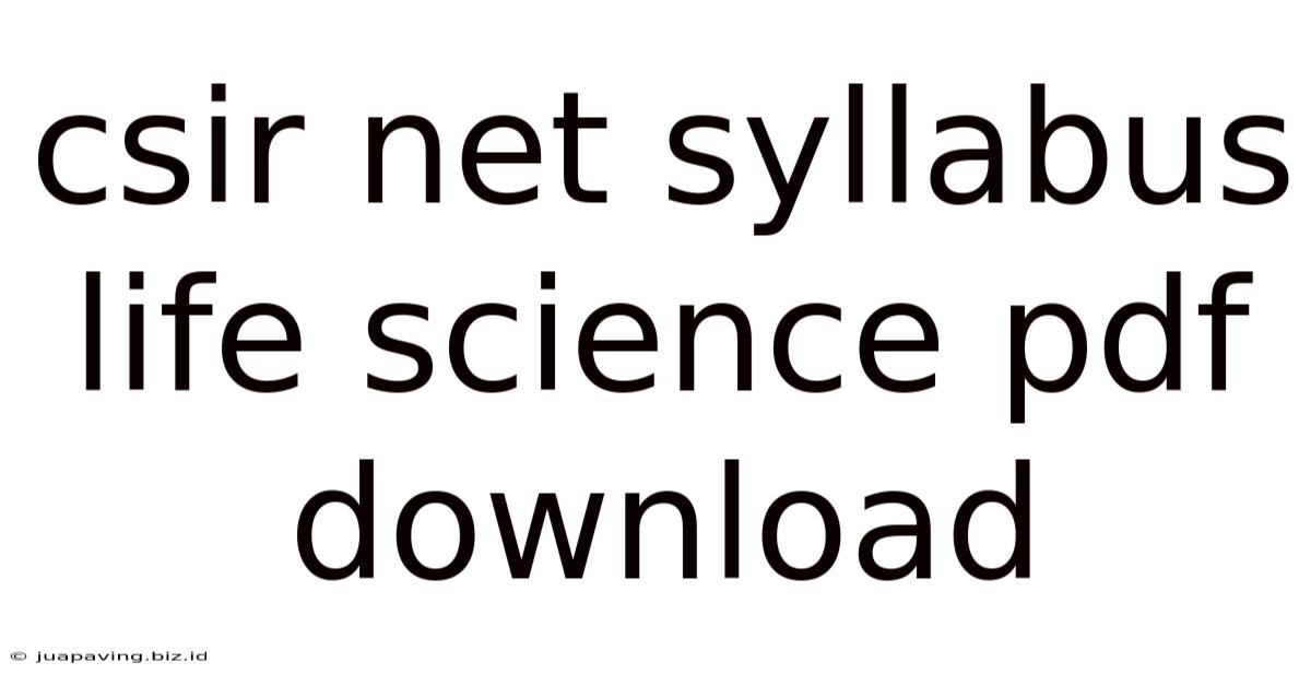 Csir Net Syllabus Life Science Pdf Download