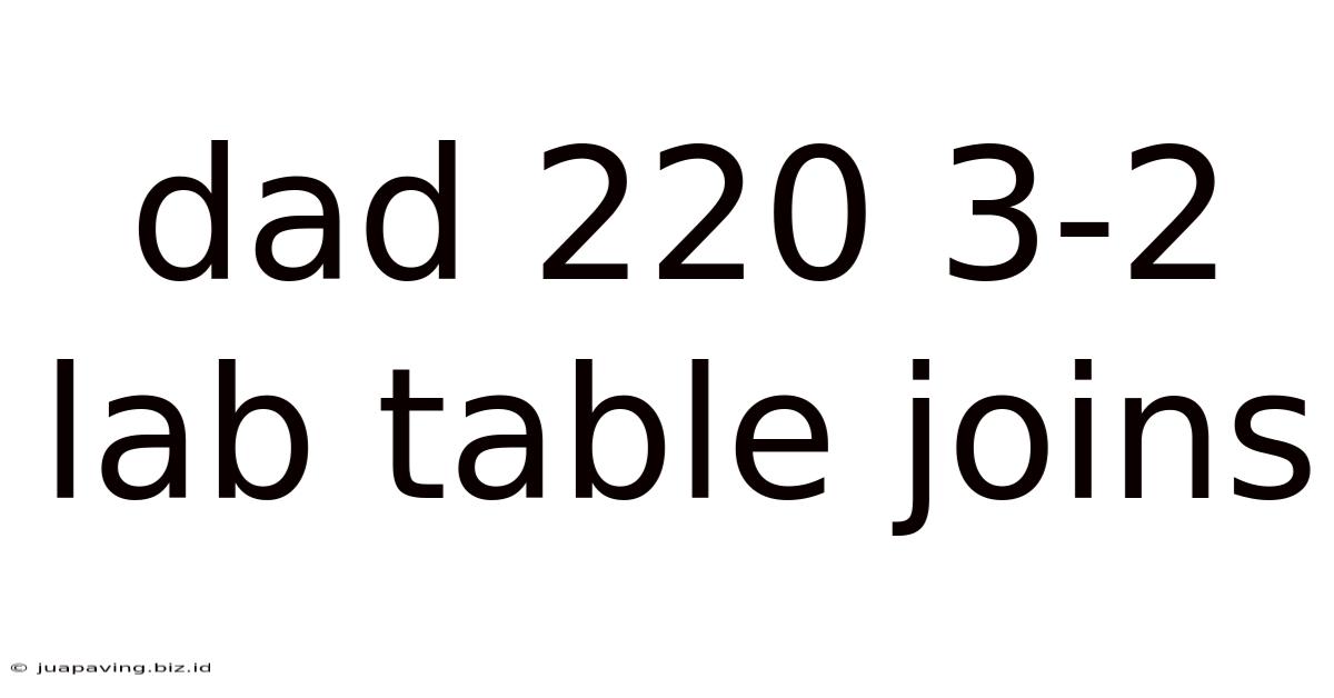 Dad 220 3-2 Lab Table Joins