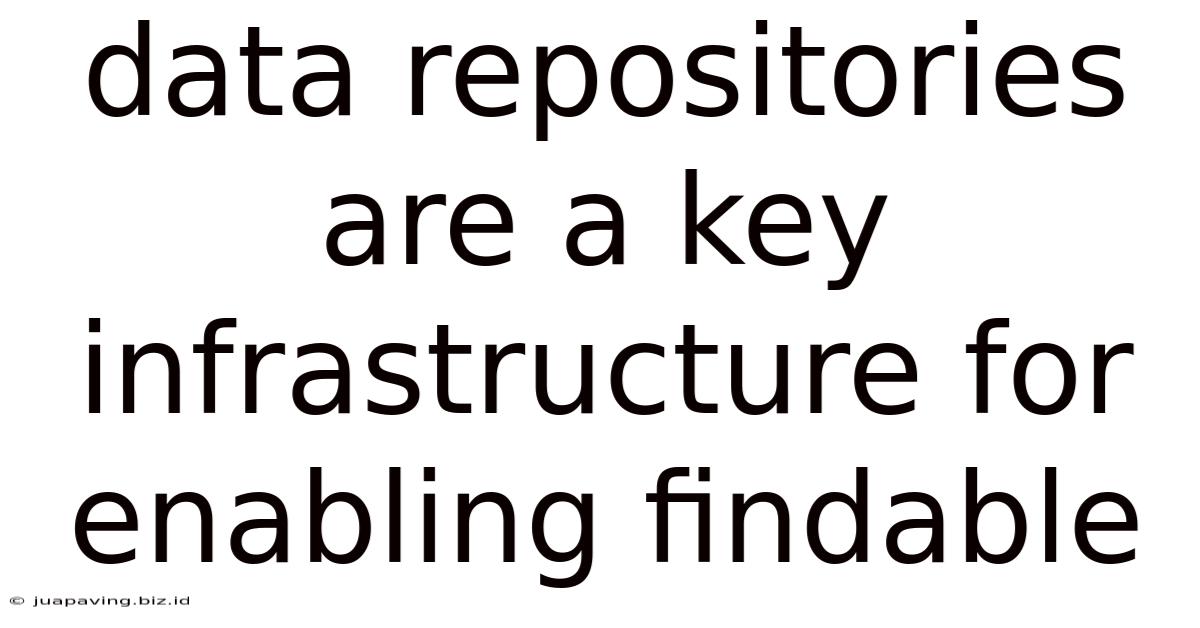 Data Repositories Are A Key Infrastructure For Enabling Findable