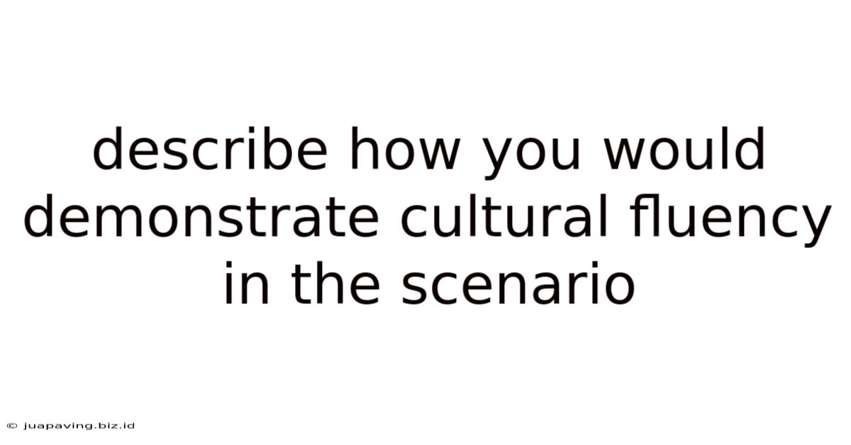Describe How You Would Demonstrate Cultural Fluency In The Scenario