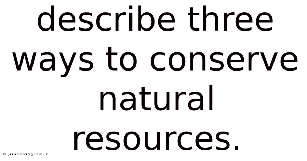 Describe Three Ways To Conserve Natural Resources.