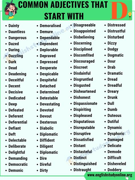 Describing Words That Start With D